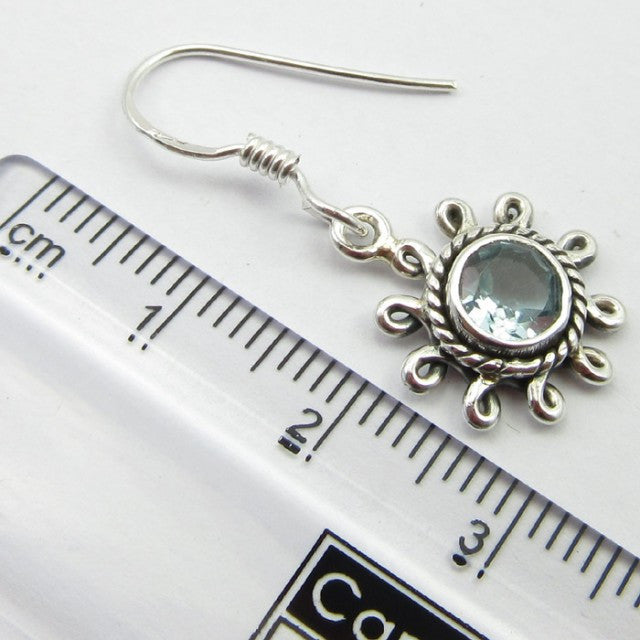 Cercei Argint 925 cu Topaz Albastru 3,1 cm lungime