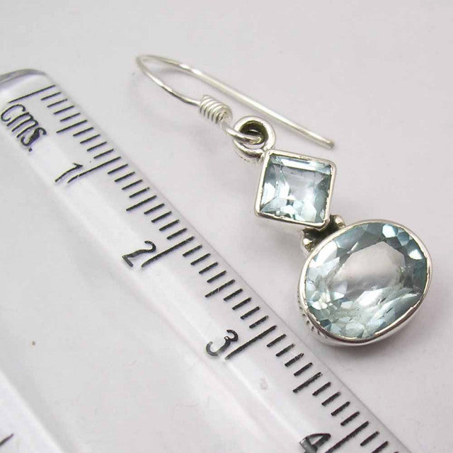 Cercei Argint 925 cu Topaz Albastru, 3.4 cm lungime