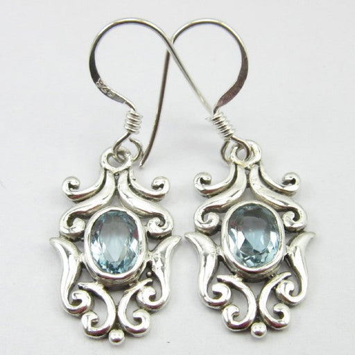 Cercei Argint 925 cu Topaz Albastru 3,5 cm lungime