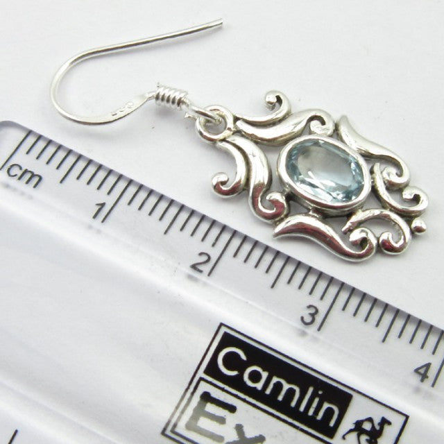 Cercei Argint 925 cu Topaz Albastru 3,5 cm lungime