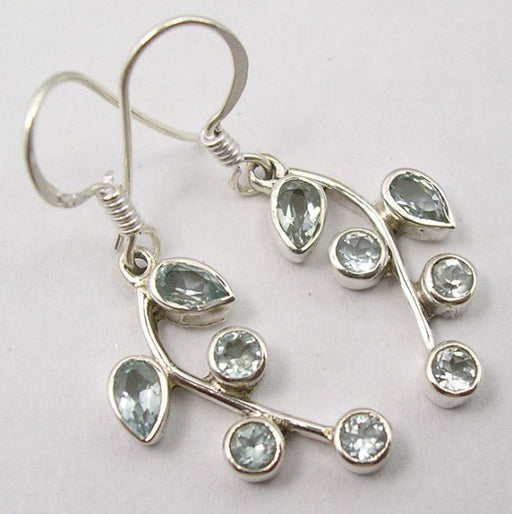 Cercei Argint 925 cu Topaz Albastru, 3.7 cm lungime