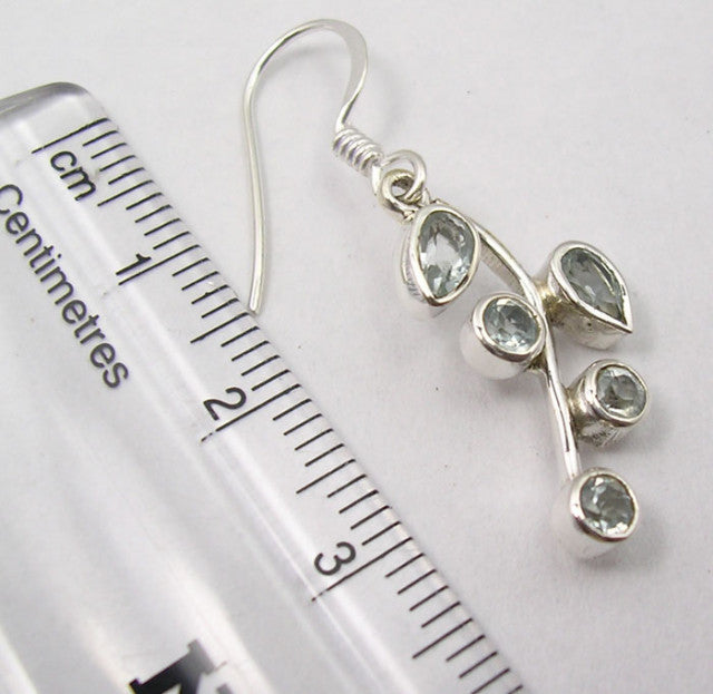 Cercei Argint 925 cu Topaz Albastru, 3.7 cm lungime