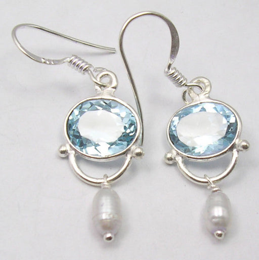 Cercei Argint 925 cu Topaz Albastru 3.9 cm lungime