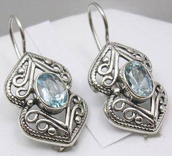 Cercei Argint 925 cu Topaz Albastru, 3 cm lungime