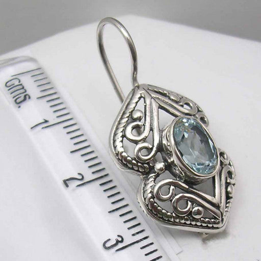 Cercei Argint 925 cu Topaz Albastru, 3 cm lungime