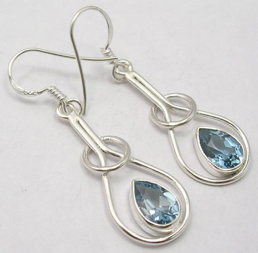 Cercei Argint 925 cu Topaz Albastru, 4.5 cm lungime