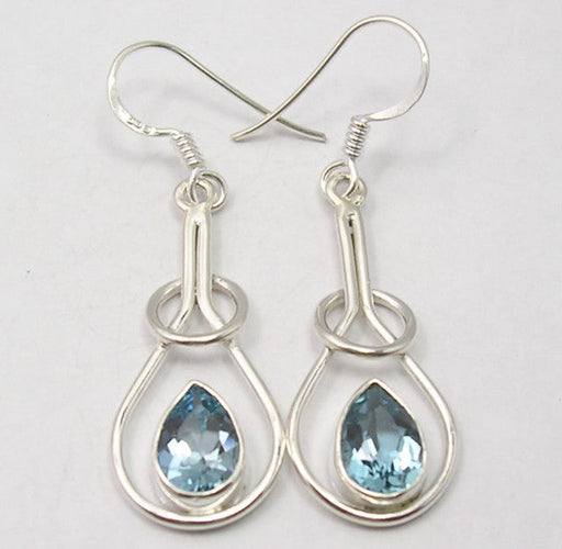 Cercei Argint 925 cu Topaz Albastru, 4.5 cm lungime