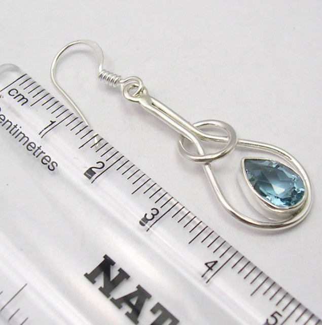 Cercei Argint 925 cu Topaz Albastru, 4.5 cm lungime