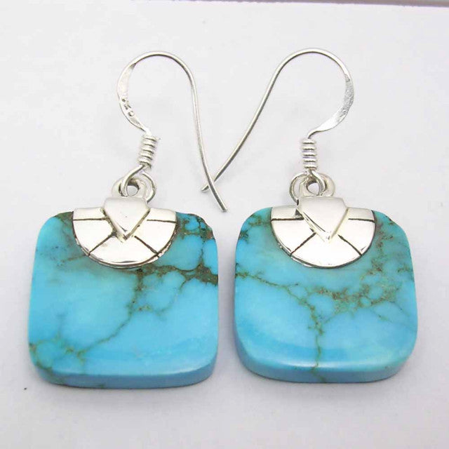 Cercei Argint 925 cu Turcoaz, 3,4 cm lungime