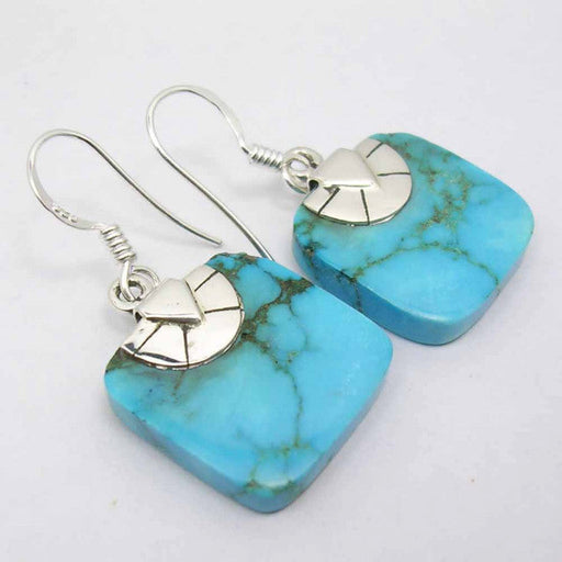Cercei Argint 925 cu Turcoaz, 3,4 cm lungime