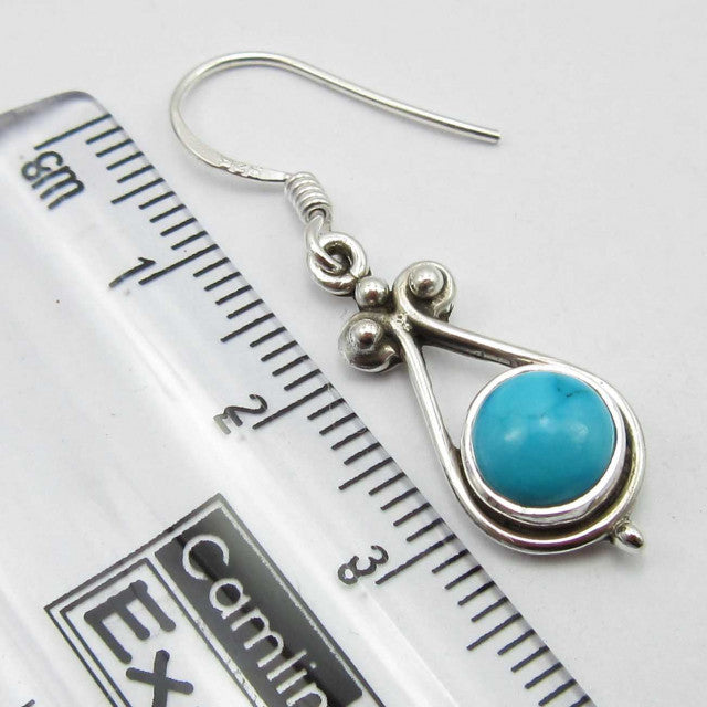 Cercei Argint 925 cu Turcoaz, 3.5 cm lungime