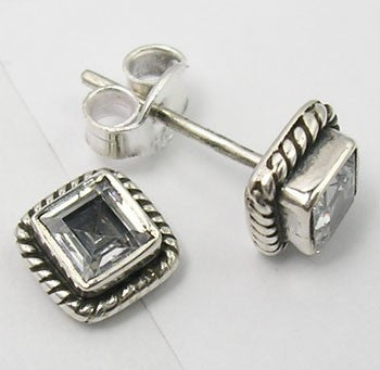 Cercei Argint 925 cu Zircon Cubic, 0.7 cm lungime