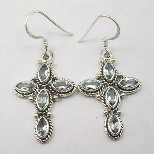 Cercei Argint 925 cuTopaz Albastru, 4.3 cm lungime