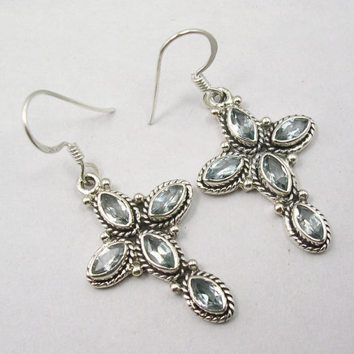 Cercei Argint 925 cuTopaz Albastru, 4.3 cm lungime