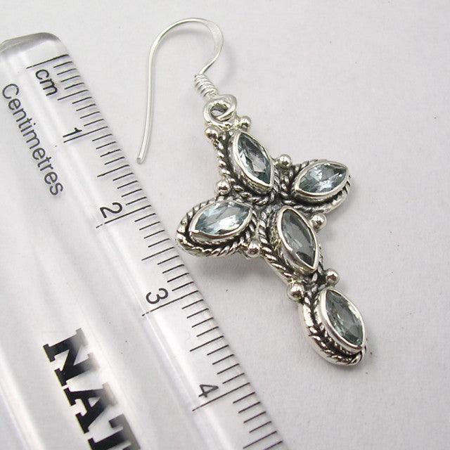 Cercei Argint 925 cuTopaz Albastru, 4.3 cm lungime