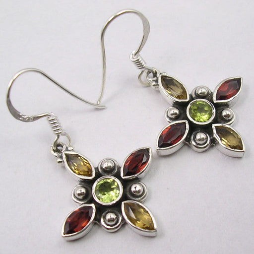 Cercei Argint 925 Peridot, Citrin, Garnet, 3.6 cm lungime