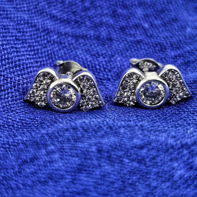 Cercei Argint 925 rodiat Aripi de ingeri cu zirconii albe