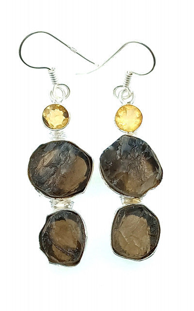 Cercei Argint cu Cuart Fumuriu