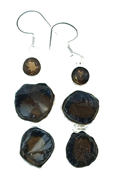 Cercei Argint cu Cuart Fumuriu