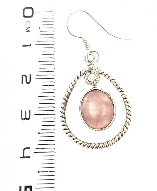 Cercei Argint cu Cuart Roz