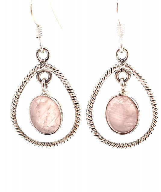 Cercei Argint cu Cuart Roz