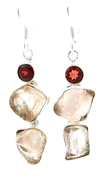 Cercei Argint cu Cuart Roz