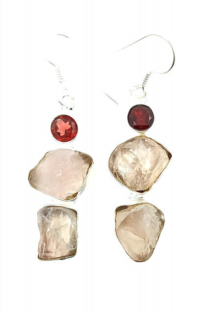 Cercei Argint cu Cuart Roz