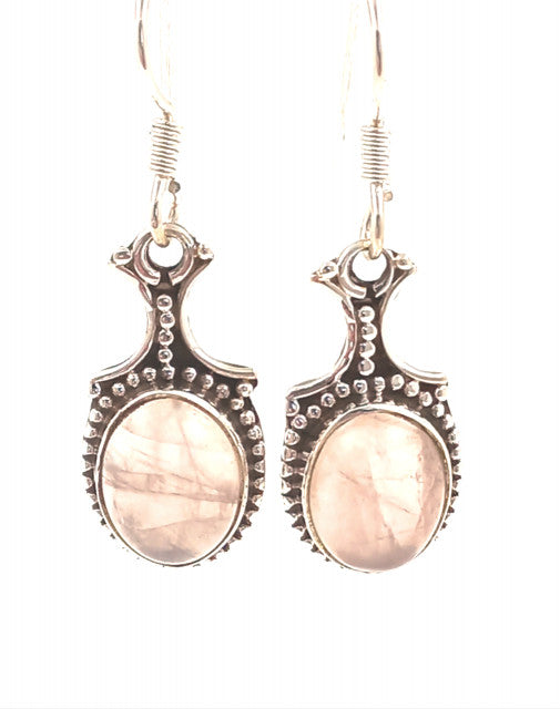 Cercei Argint cu Cuart Roz