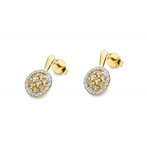 Cercei Aur 14K cu Diamante Naturale Maro 0.70 ct si Diamant Alb 0.17 ct