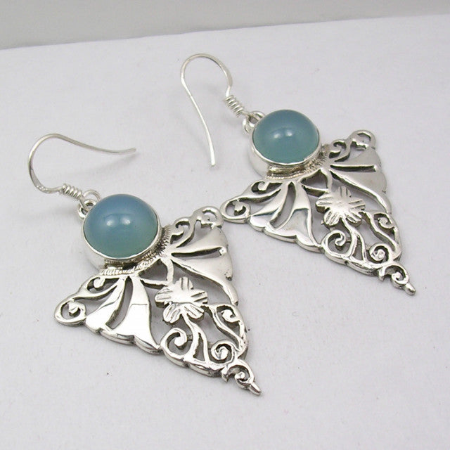 Cercei din Argint 925 cu Calcedonie, 5.1 cm lungime