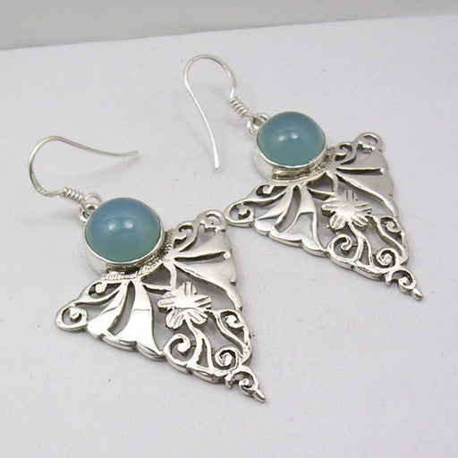 Cercei din Argint 925 cu Calcedonie, 5.1 cm lungime