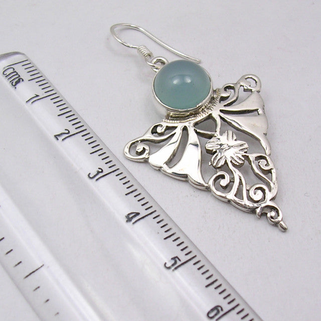 Cercei din Argint 925 cu Calcedonie, 5.1 cm lungime
