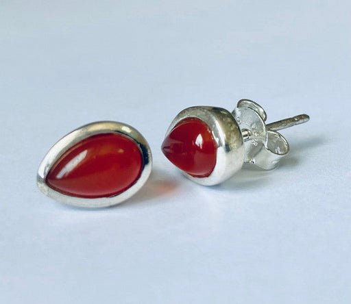 Cercei din Argint 925 cu Carnelian, 1 cm lungime