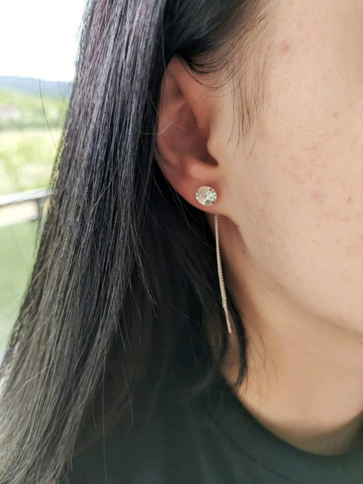 Cercei lant argint cu zirconii  albe sau negre,7 mm