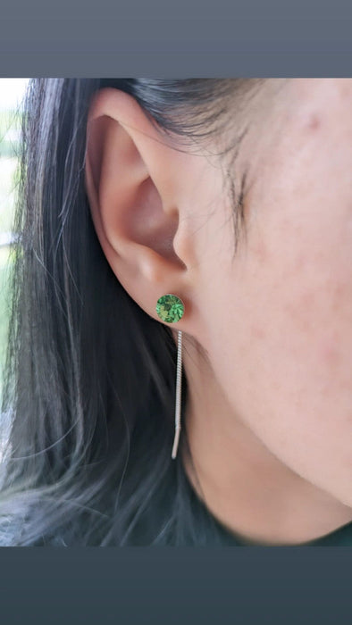 Cercei lant argint cu zirconii colorate, 7 mm