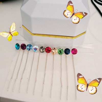 Cercei lant argint cu zirconii colorate, 7 mm