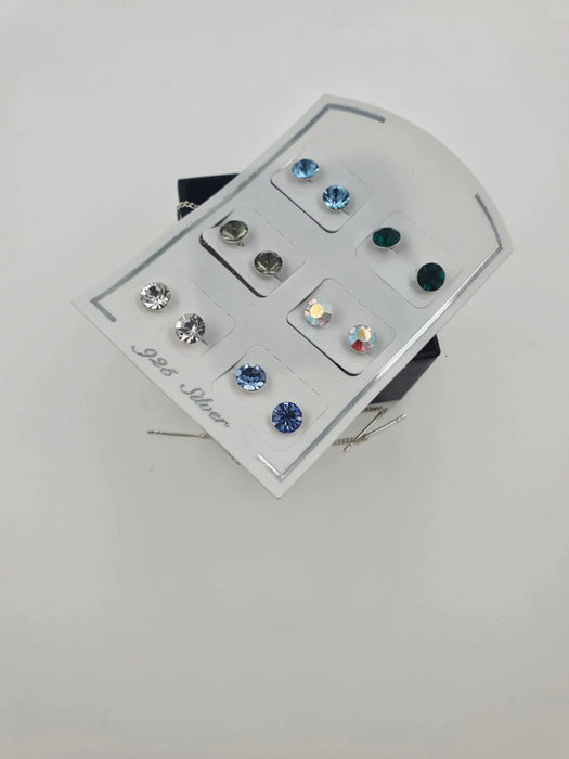 Cercei lant argint cu zirconii colorate, 5mm