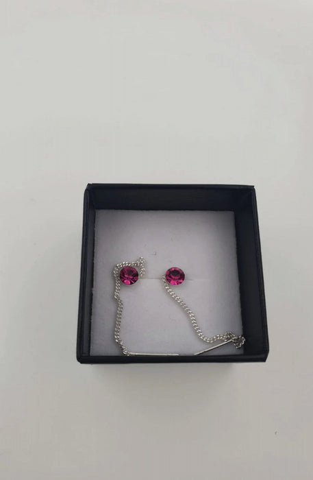 Cercei lant argint cu zirconii colorate, 5mm