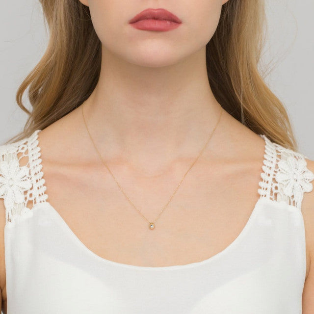 Colier Aur 14k cu Diamante Naturale 0.0145 ct