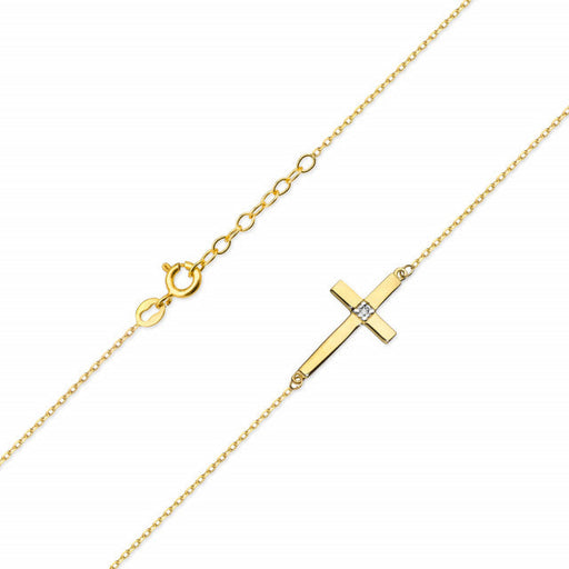 Colier Cruciulita Aur 14 K cu Diamante Naturale 0.005 ct