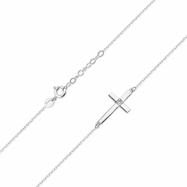 Colier Cruciulita Aur 14 K cu Diamante Naturale 0.005 ct