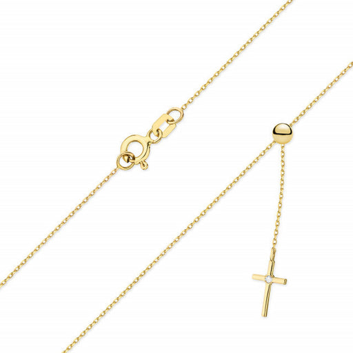 Colier Cruciulita Aur 14k cu Diamant Natural 0.145 ct