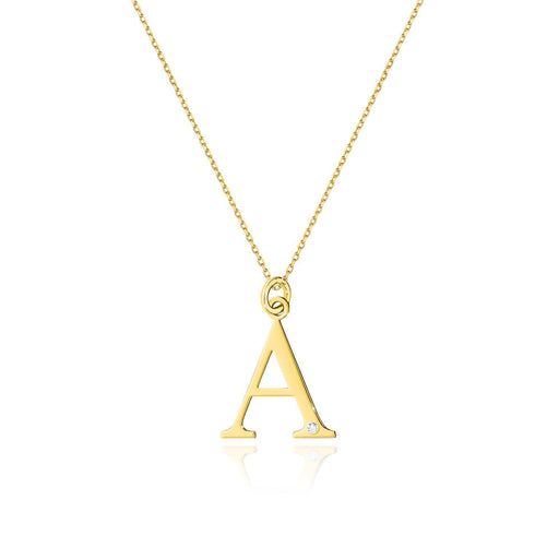 Colier cu pandantiv litera A din Aur 14K cu Diamant Natural 0.005 ct