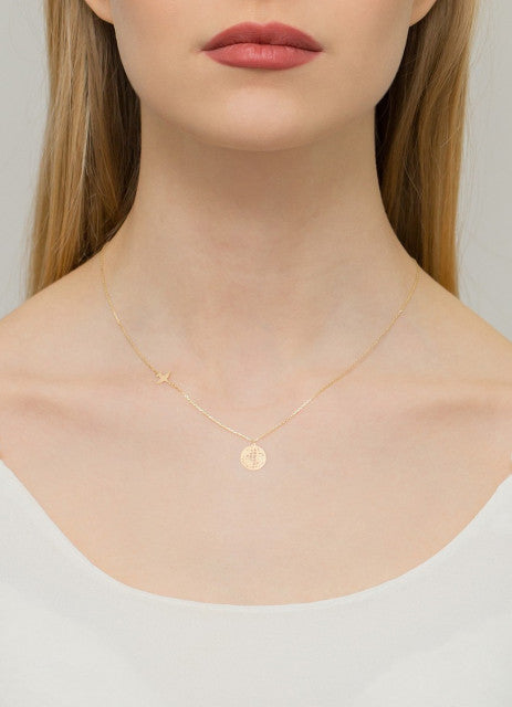 Colier Glob Pamantesc Aur 14k cu Diamante Naturale 0.005 ct