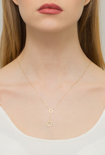 Colier Inele Aur 14k cu Diamante Naturale 0.0145 ct