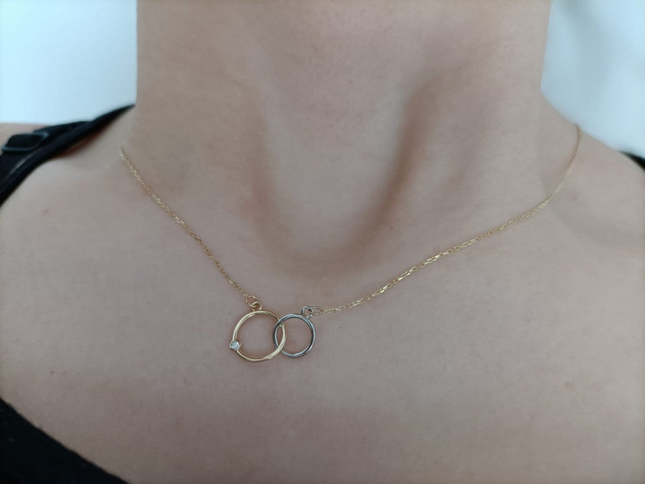 Colier Inele Aur 14k cu Diamante Naturale 0.0145 ct