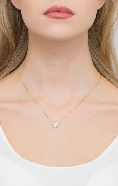 Colier Inima Aur 14k cu Diamante Naturale 0.07 ct