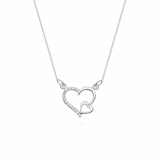 Colier Inimioare Aur 14k cu Diamante Naturale 0.03 ct