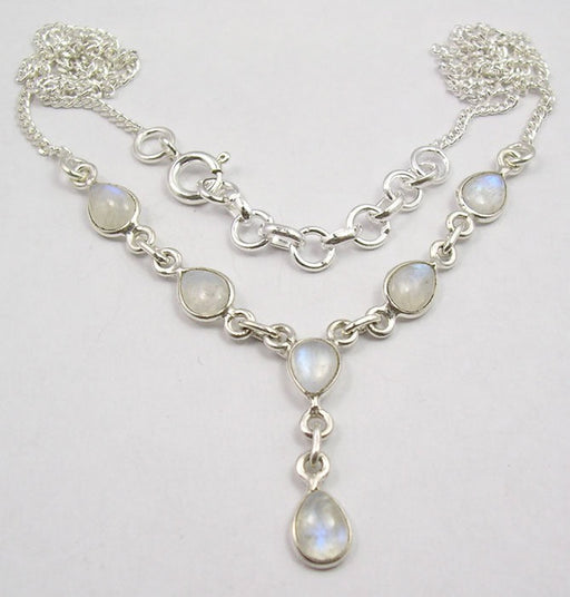 Lantisor Argint 925 cu Piatra Lunii 47.5 cm lungime