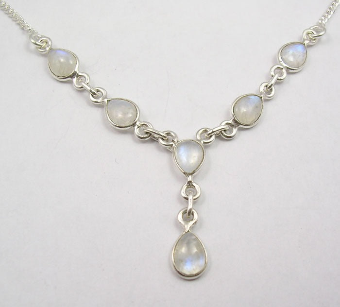 Lantisor Argint 925 cu Piatra Lunii 47.5 cm lungime